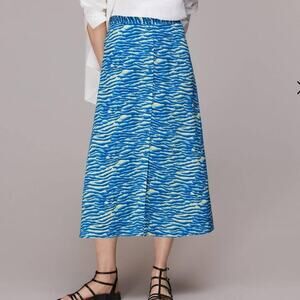 Whistles Sea foam Blue Button Front Midi Skirt, Women’s Size 10 NWT